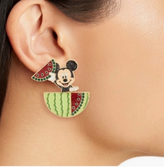 Disney BaubleBar Mickey Mouse Summer Watermelon Disneyland Earrings NIB - Picture 2 of 4